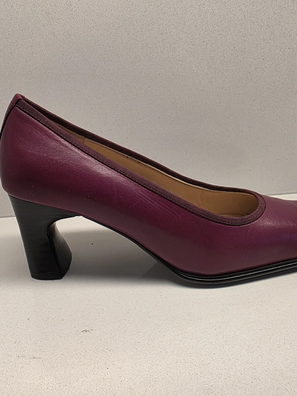 Anne Klein Plum Leather Square-Toe Pumps